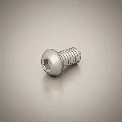 DIY AUTOMATION Silver M6x25mm stainless steel button head machine screw with hex socket drive.