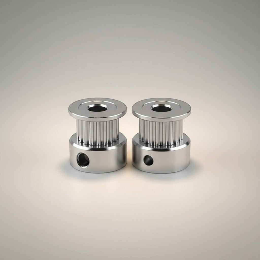 DIY AUTOMATIONSH silver 20-tooth GT2 timing pulley with 6.35mm bore, ideal for 3D printers and CNC machines.