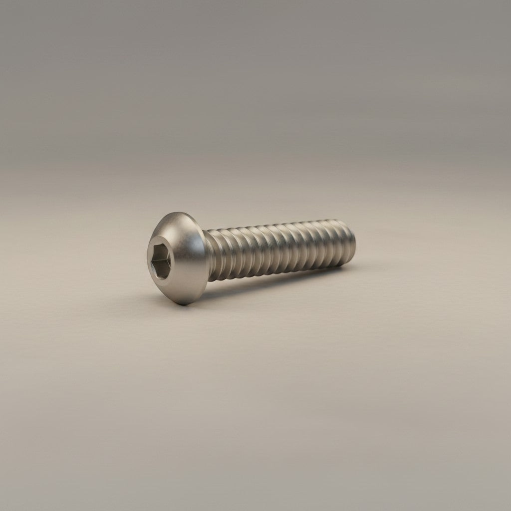 DIY AUTOMATION Silver M6x25mm stainless steel button head machine screw with hex socket drive.