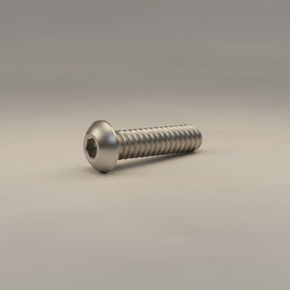 DIY AUTOMATION Silver M6x25mm stainless steel button head machine screw with hex socket drive.