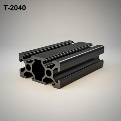 DIY AUTOMATION T-2040 black aluminum extrusion profile, 1000mm length, T-slot design for frames, enclosures, and automation equipment.