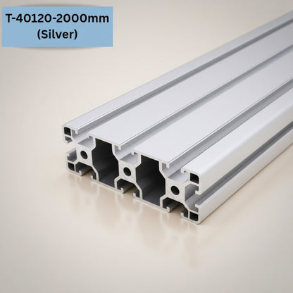 DIY AUTOMATIONSH T-40120 silver aluminium T-slot profile extrusion, 2000mm length.