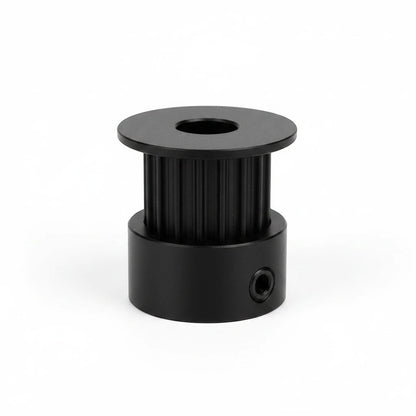 DIY AUTOMATIONS black aluminum 16-tooth timing pulley with 6mm bore for 3D printers and CNC machines.