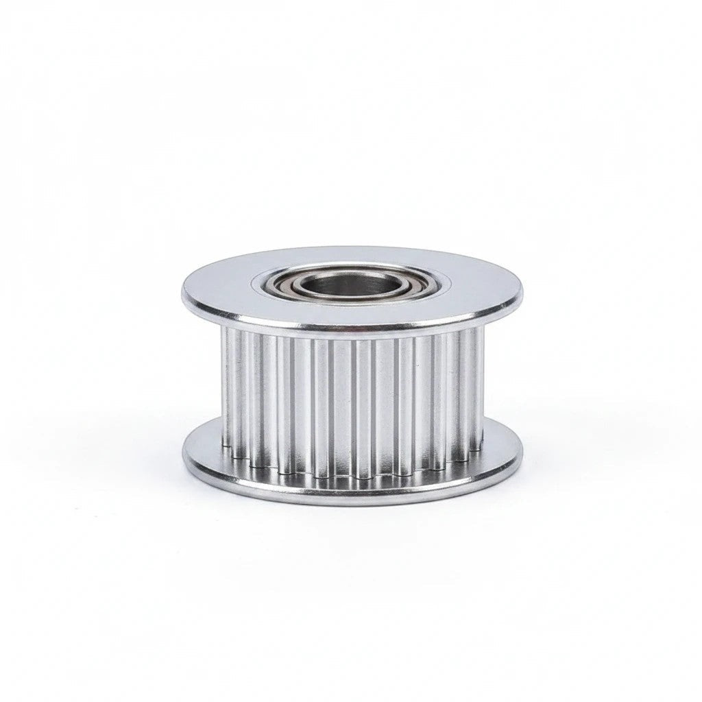 DIY AUTOMATIONS 20-tooth silver aluminum idler pulley for 6mm GT2 timing belts with integrated bearing