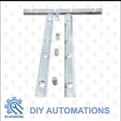 DIY AUTOMATIONS silver aluminum T-slot connector rod with M8 bolts for building frames and enclosures.