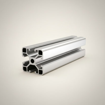 DIY AUTOMATIONS silver anodized aluminum T-slot extrusion profile, 40x40mm, for industrial and DIY projects.