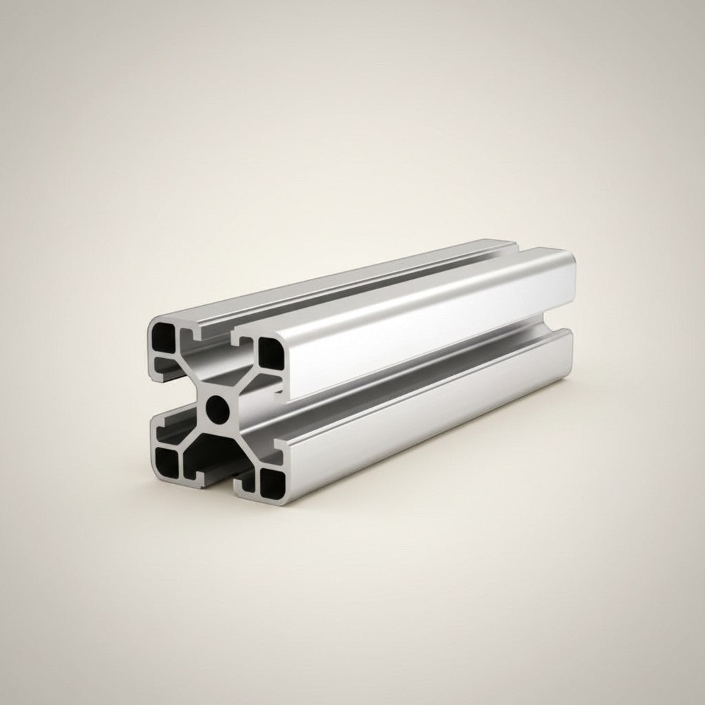 DIY AUTOMATIONS silver anodized aluminum T-slot extrusion profile, 40x40mm, for industrial and DIY projects.