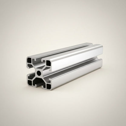 DIY AUTOMATIONS silver anodized aluminum T-slot extrusion profile, 40x40mm, for industrial and DIY projects.