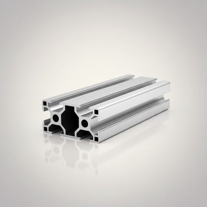 DIY AUTOMATIONS silver aluminum extrusion profile with T-slot design for custom frames and workbenches.