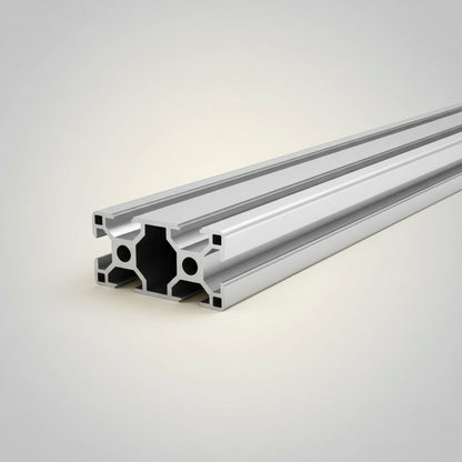 DIY AUTOMATIONS T-3060-2000 silver aluminum extrusion profile with T-slot design for custom frames and workbenches.