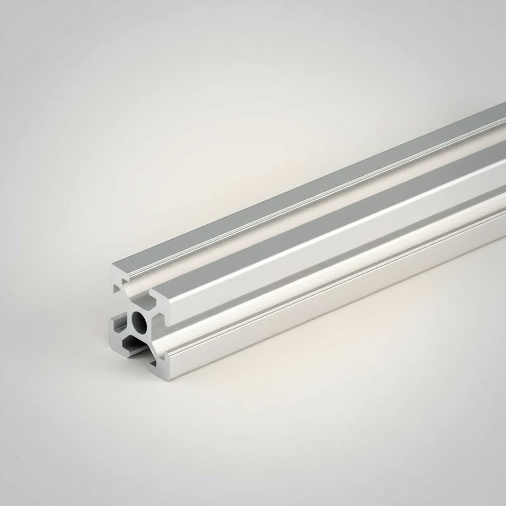 DIY AUTOMATIONS T-2020 aluminum extrusion profile with T-slot design, silver finish, ideal for frames and 3D printers.