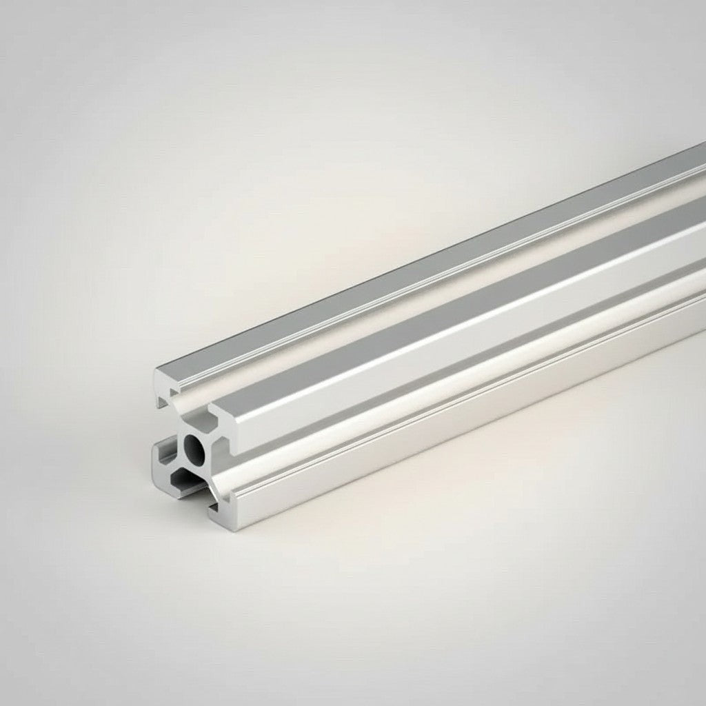 DIY AUTOMATIONS T-2020 aluminum extrusion profile with T-slot design, silver finish, ideal for frames and 3D printers.
