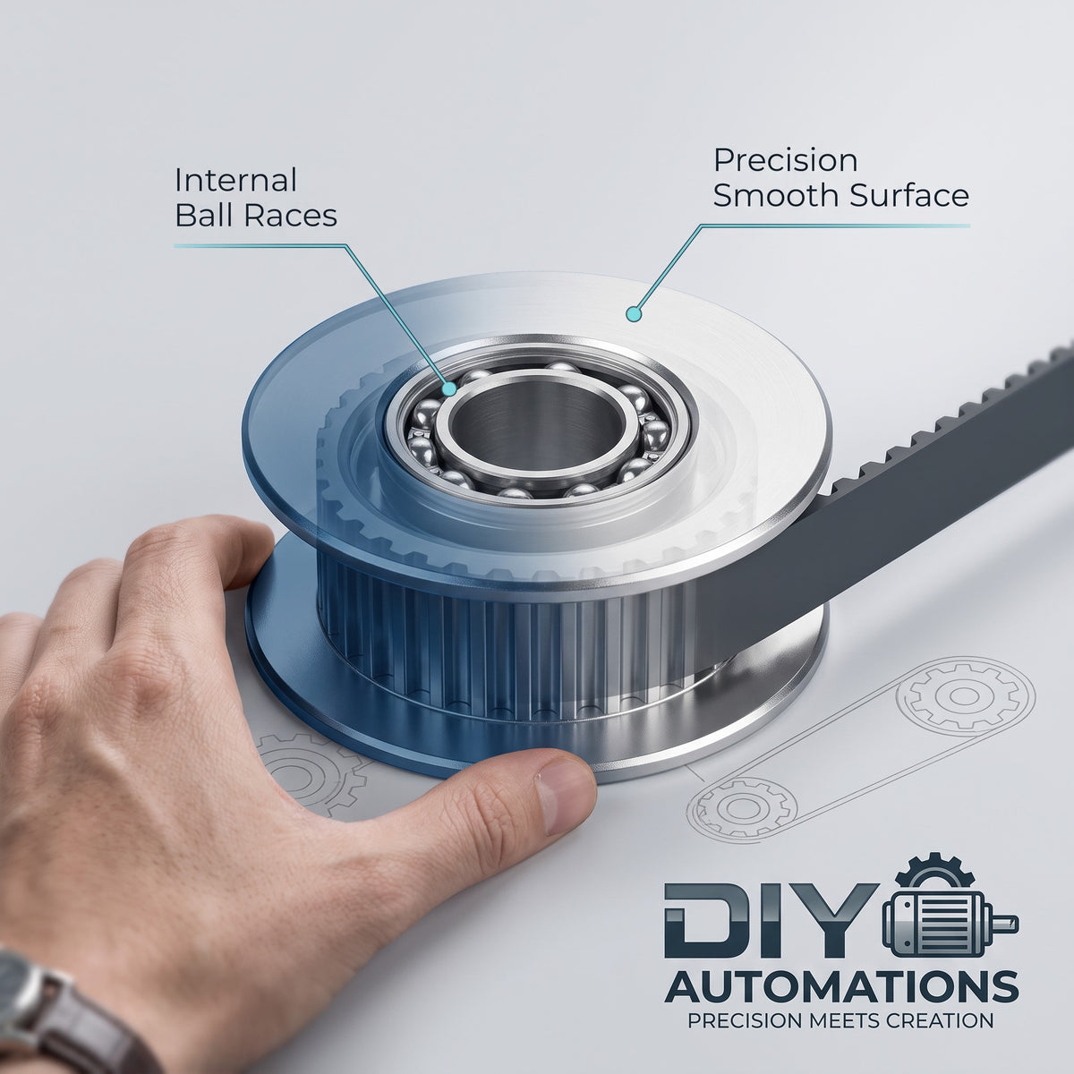 DIY AUTOMATIONS silver aluminum 20T idler pulley with internal ball bearing for 6mm GT2 timing belt