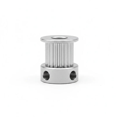 DIY AUTOMATIONS silver aluminum 16-tooth timing pulley for 10mm belt with 5mm bore and M3 mounting holes.