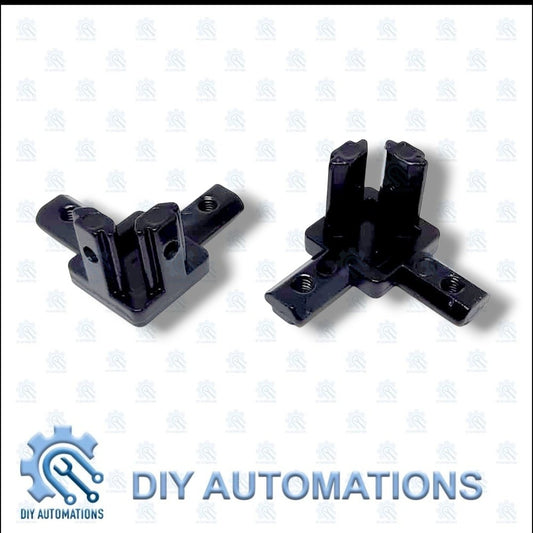 DIY AUTOMATIONS black plastic 3-way corner connector brackets for modular furniture and shelving. 20x20 size.