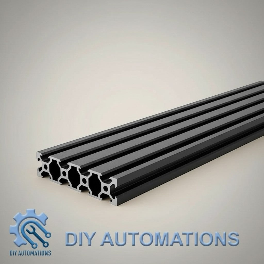 DIY Automations 1000mm black aluminum extrusion profile with T-slot design for DIY projects and automation equipment.