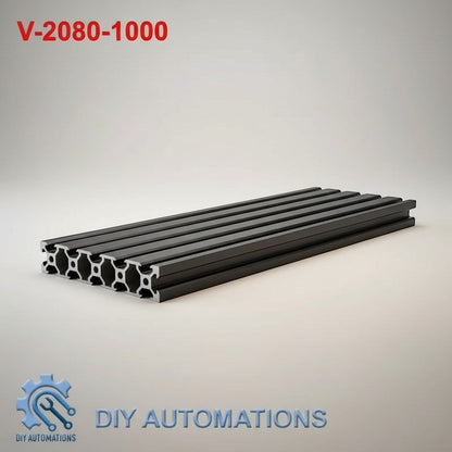DIY Automations black 1000mm aluminum extrusion profile with T-slot design for DIY projects and automation equipment.