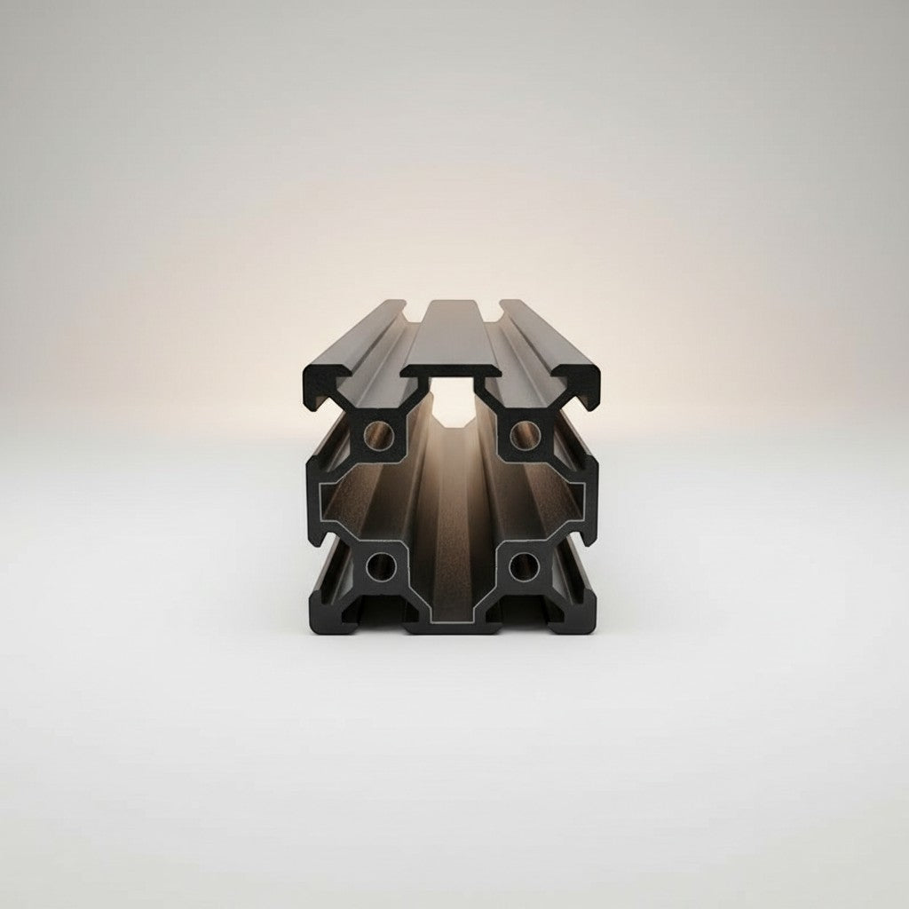 DIY AUTOMATION Black anodized aluminum extrusion profile V-4040D-2000mm with T-slots for custom frames and enclosures.