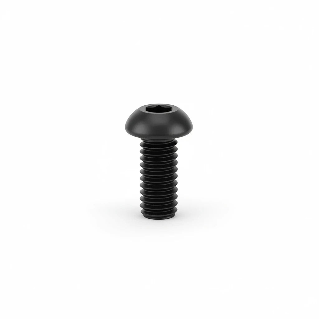 DIY AUTOMATIONS black alloy steel M5x12 button head socket cap screw with hexagonal drive for secure fastening.