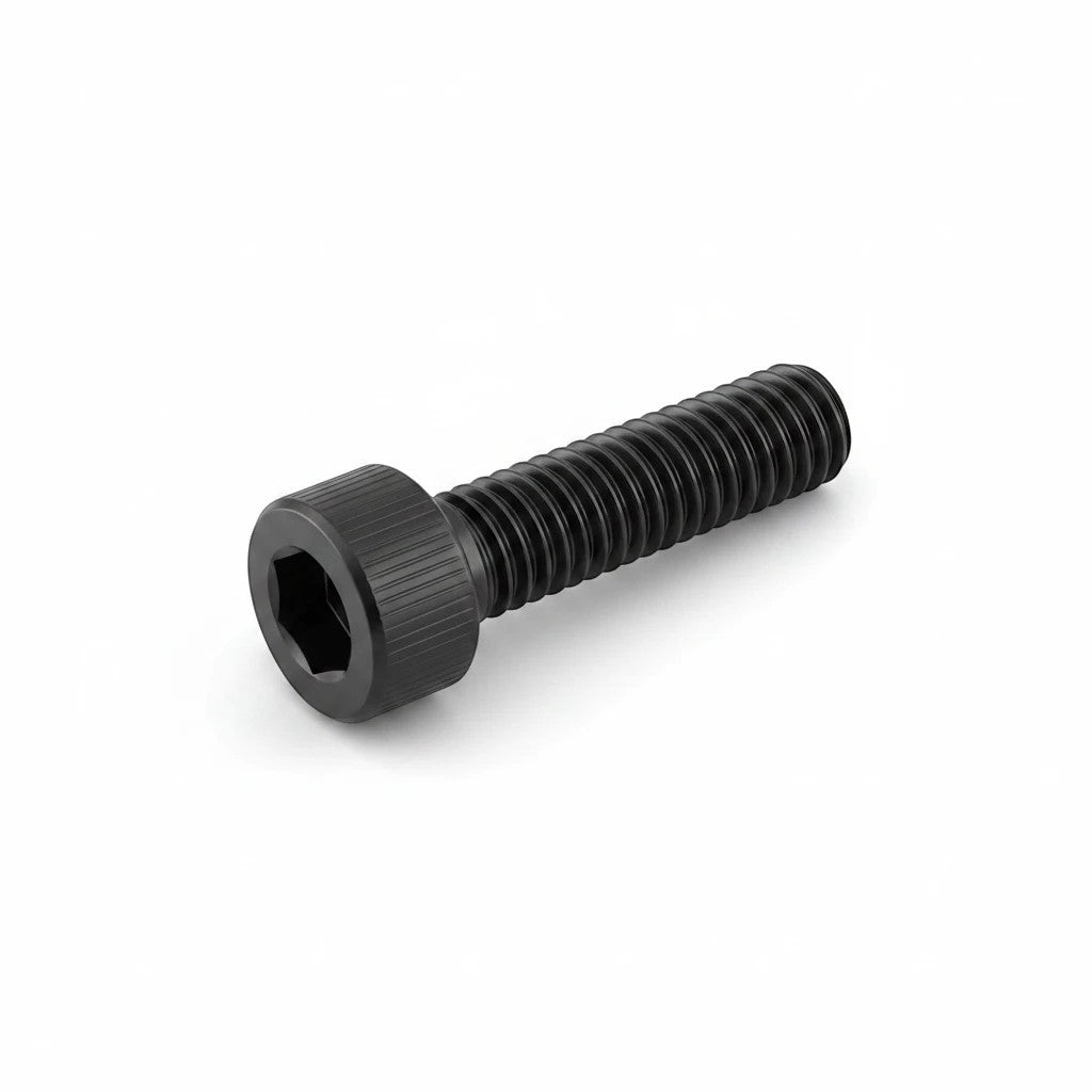 DIY AUTOMATIONS black M3x10 socket head screw with a cylindrical head and hexagonal drive on a white background