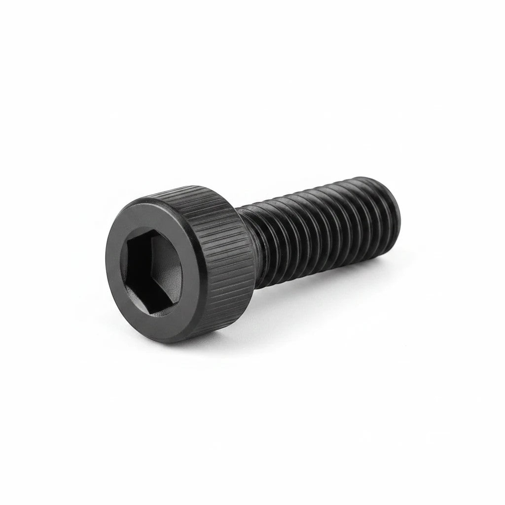 DIY AUTOMATIONS black M3x6 socket head screw with a cylindrical head and hexagonal drive on a white background