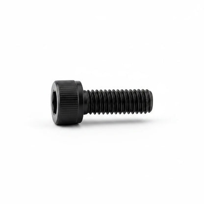 DIY AUTOMATIONS black M4x12 socket head screw with a cylindrical head and hexagonal drive on a white background