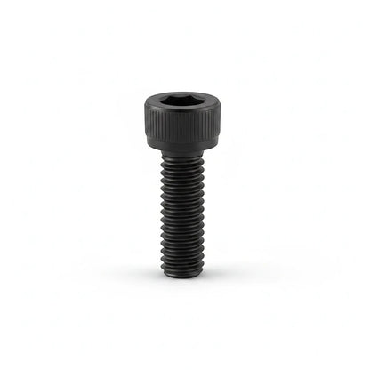 DIY AUTOMATIONS black M4x16 socket head screw with a knurled cylindrical head isolated on a white background