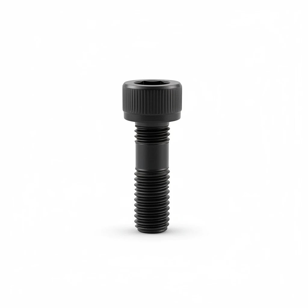 DIY AUTOMATIONS black M4x20 socket head screw with a cylindrical head and threaded shaft on a white background.
