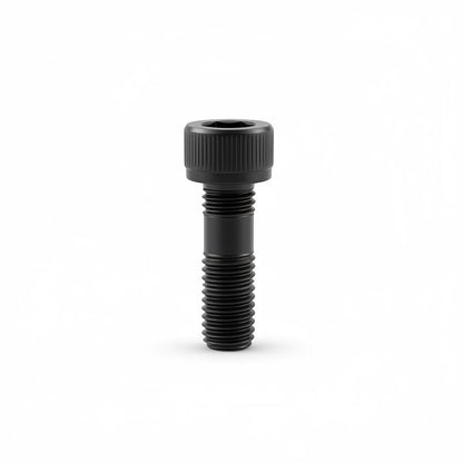 DIY AUTOMATIONS black M4x20 socket head screw with a cylindrical head and threaded shaft on a white background.