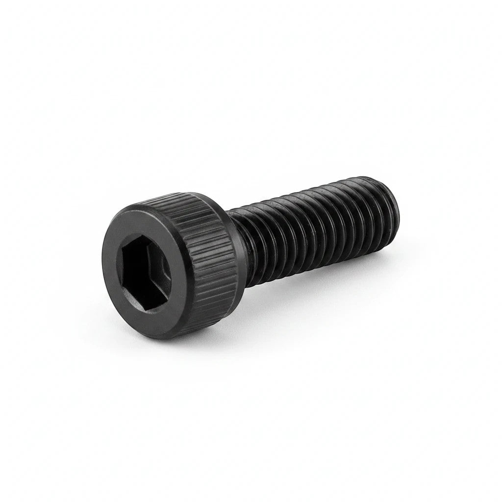 DIY AUTOMATIONS black M5x16 socket head screw with a knurled cylindrical head and threaded metal shaft