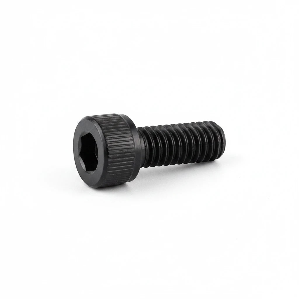 DIY AUTOMATIONS black M6x10 socket head screw with a knurled cylindrical head on a white background