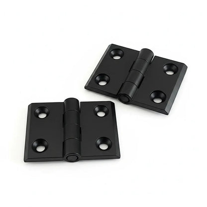 DIY AUTOMATIONS 20x20 black plastic butt hinges for cabinet doors with a durable, rust-resistant design.