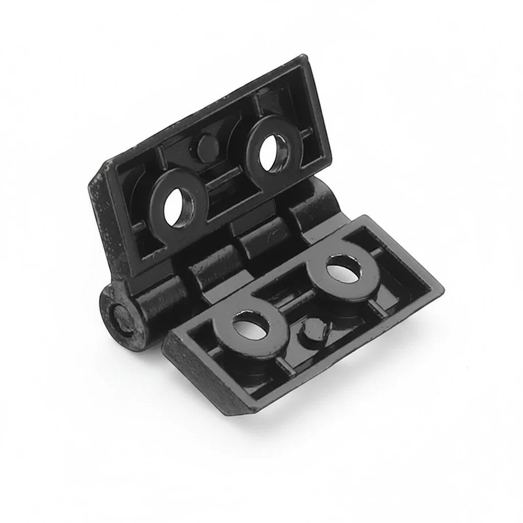 DIY AUTOMATIONS 40x40 black plastic cabinet door hinge with four screw holes for easy installation.