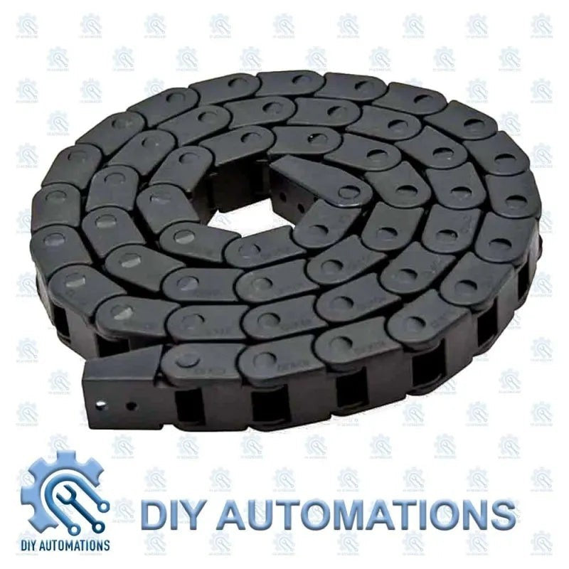 DIY Automations black plastic 10x10 drag chain for extrusion decoration and cable management.