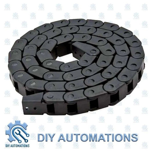 DIY Automations black plastic 10x10 drag chain for extrusion decoration and cable management.