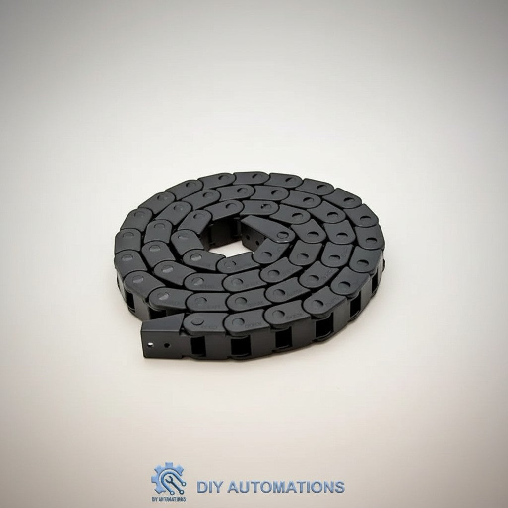 DIY AUTOMATIONS black plastic industrial drag chain cable carrier for robotics and automation.