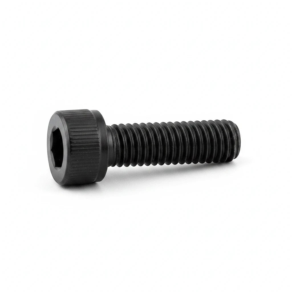 DIY AUTOMATIONS black M5x25 socket head screw with a knurled cylindrical head and hex drive