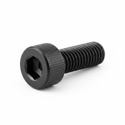 DIY AUTOMATIONS black M4x16 socket head screw with a hexagonal drive, isolated on a white background.