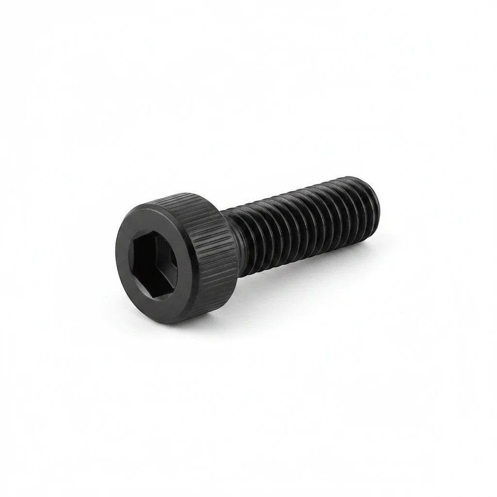 DIY AUTOMATIONS black M5x30 socket head screw with a knurled cylindrical head and hexagonal drive