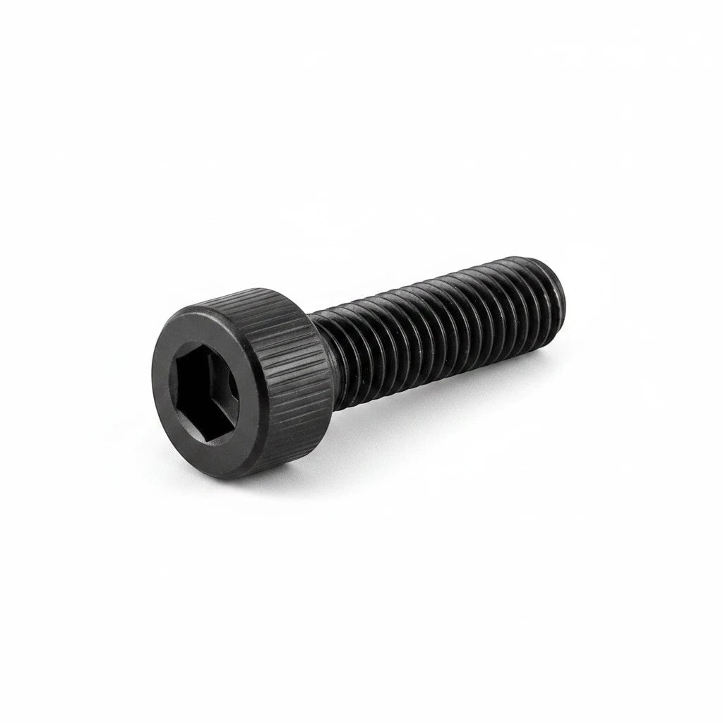 DIY AUTOMATIONS black M5x25 socket head screw with a hexagonal drive for industrial fastening applications.