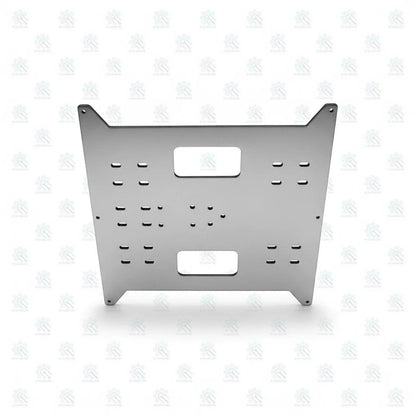 DIY AUTOMATIONS 200mm x 200mm metal carriage mounting plate with pre-drilled slots for robotics and CNC projects.