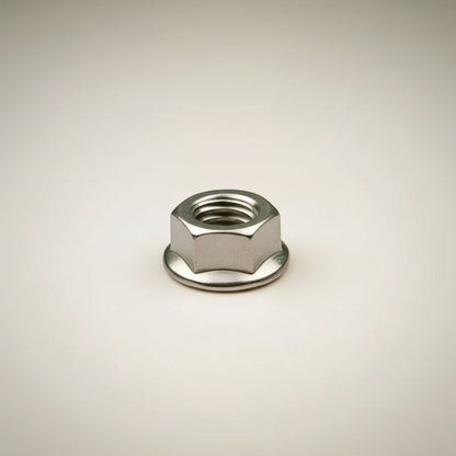 DIY AUTOMATION Hexa Nut M4 Flanged Hex Nut, stainless steel, with integrated washer and serrated flange for secure grip.