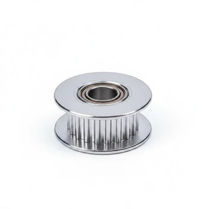 DIY AUTOMATIONS 16-tooth silver aluminum GT2 idler pulley for 6mm timing belts with integrated bearing.