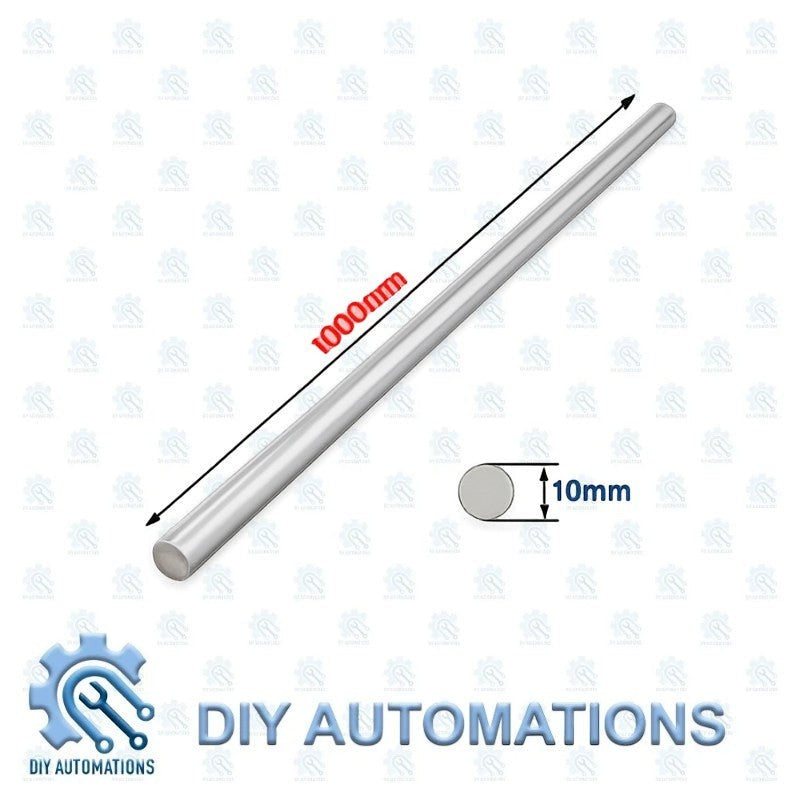 DIY Automations 10mm diameter, 1000mm long silver linear rod for motion systems.