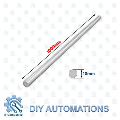 DIY Automations 10mm diameter, 1000mm long silver linear rod for motion systems.