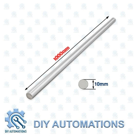 DIY Automations 10mm diameter, 1000mm long silver linear rod for motion systems.