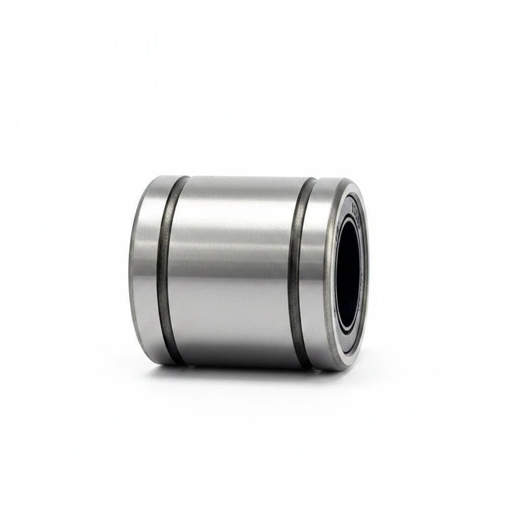 DIY AUTOMATIONS LM 20UU linear motion ball bearing with a polished steel finish for CNC and 3D printer applications.
