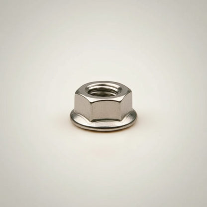 DIY AUTOMATIONS M3 flanged hex nut, stainless steel, with integrated serrated flange for secure fastening.