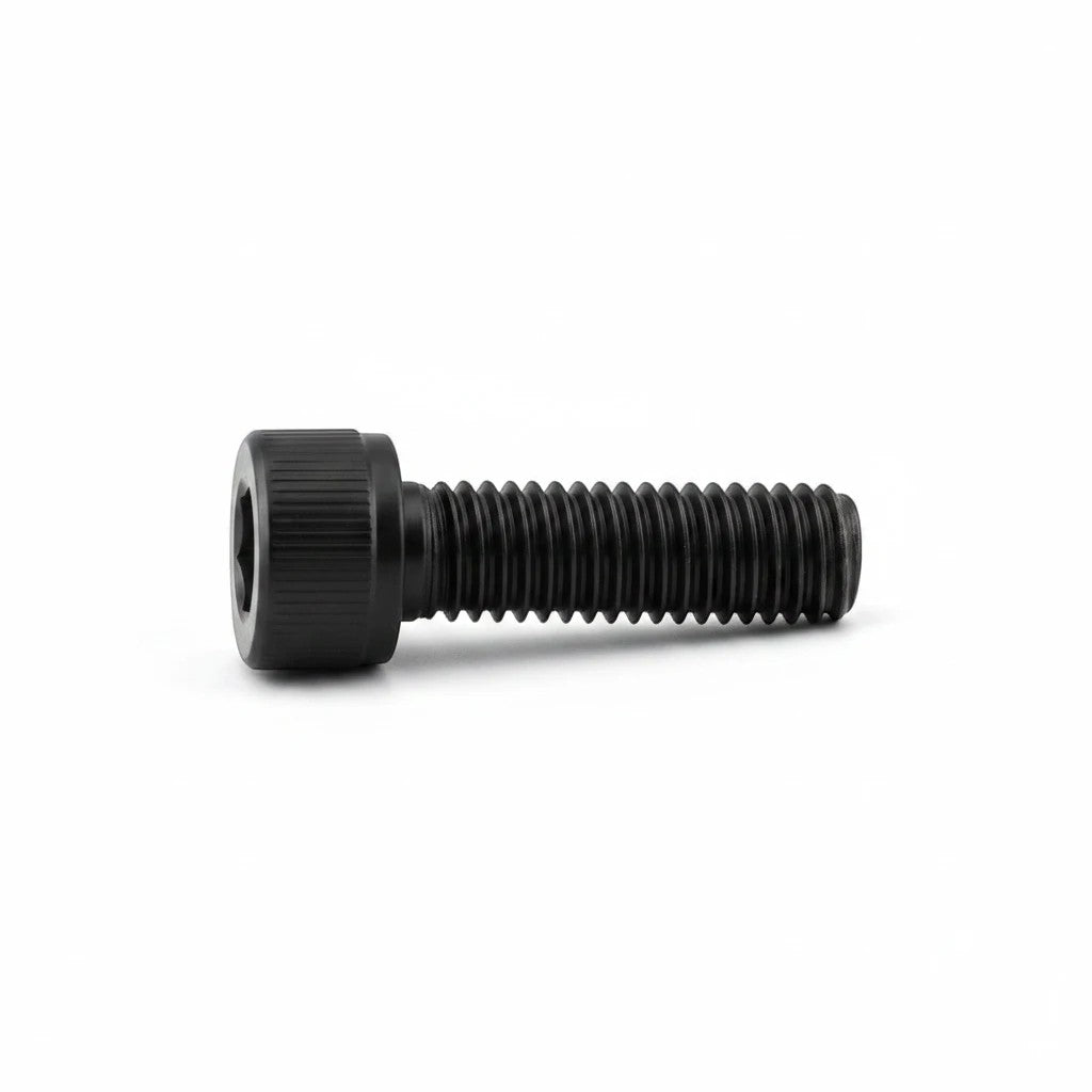 DIY AUTOMATIONS M3x10 black socket head screw with a cylindrical head and threaded shaft on a white background.
