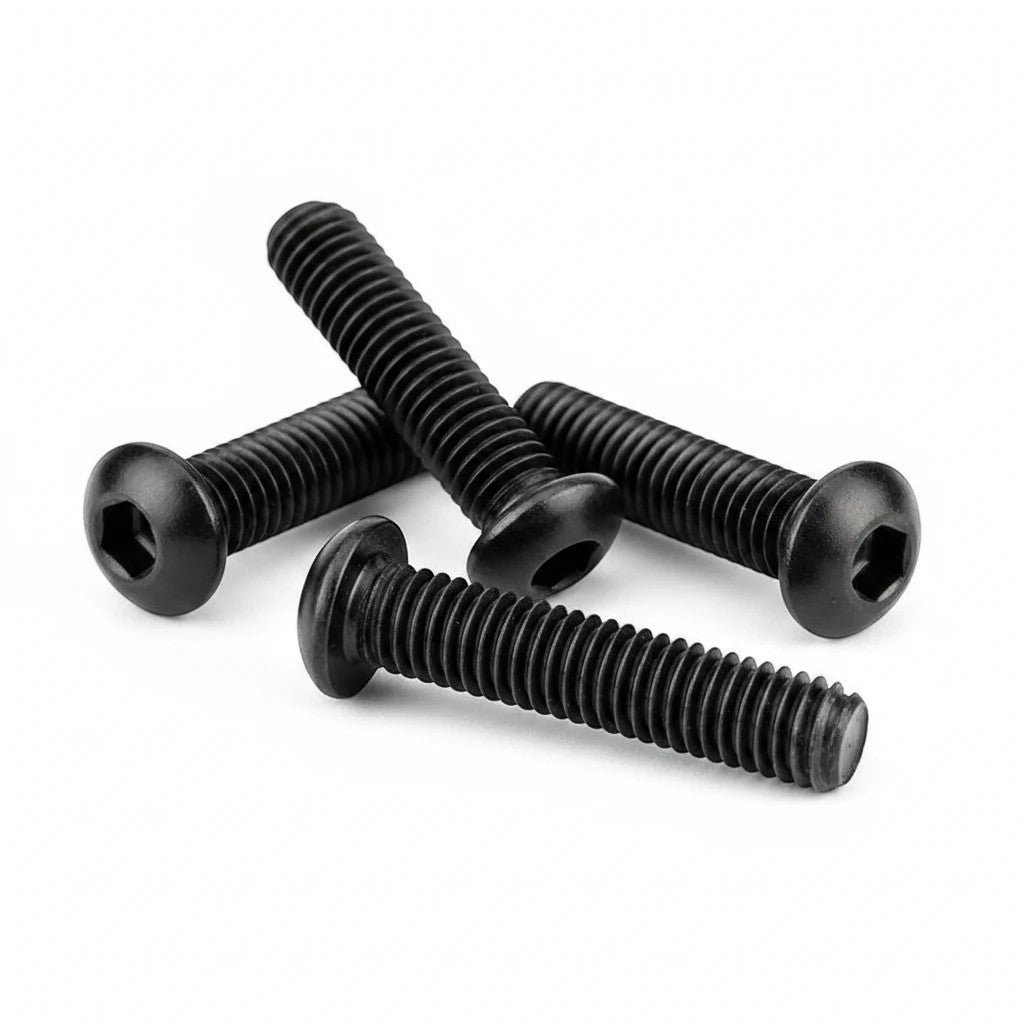 DIY AUTOMATIONS M3x8 black button head socket cap screws with hex drive for secure fastening in electronics projects.